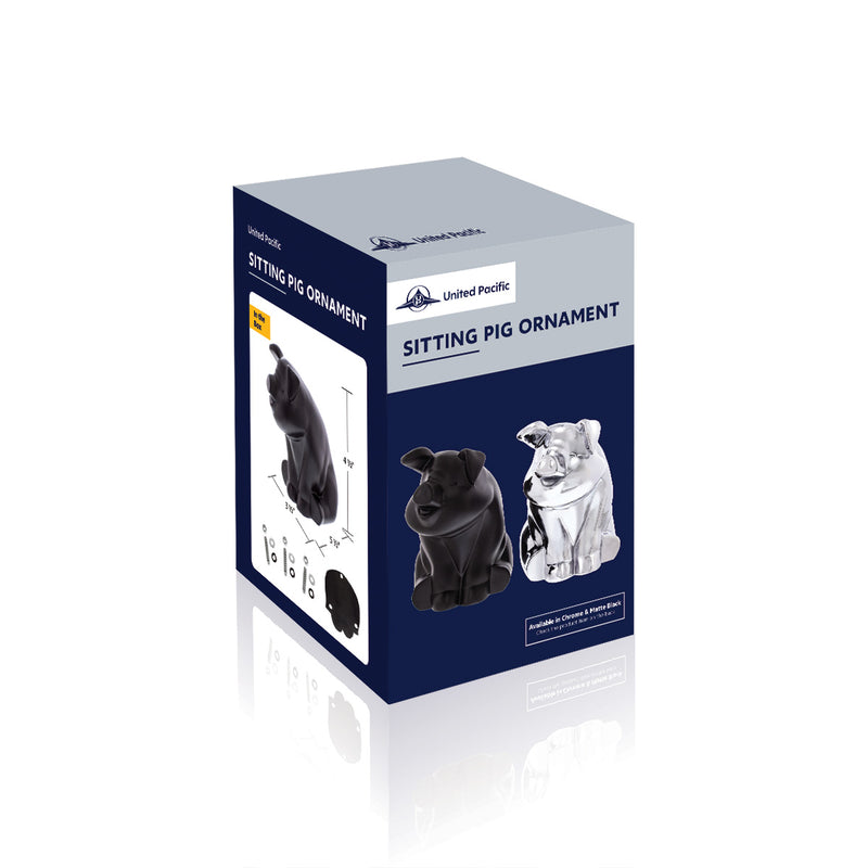 Die-Cast Sitting Pig Hood Ornament - Chrome #72046