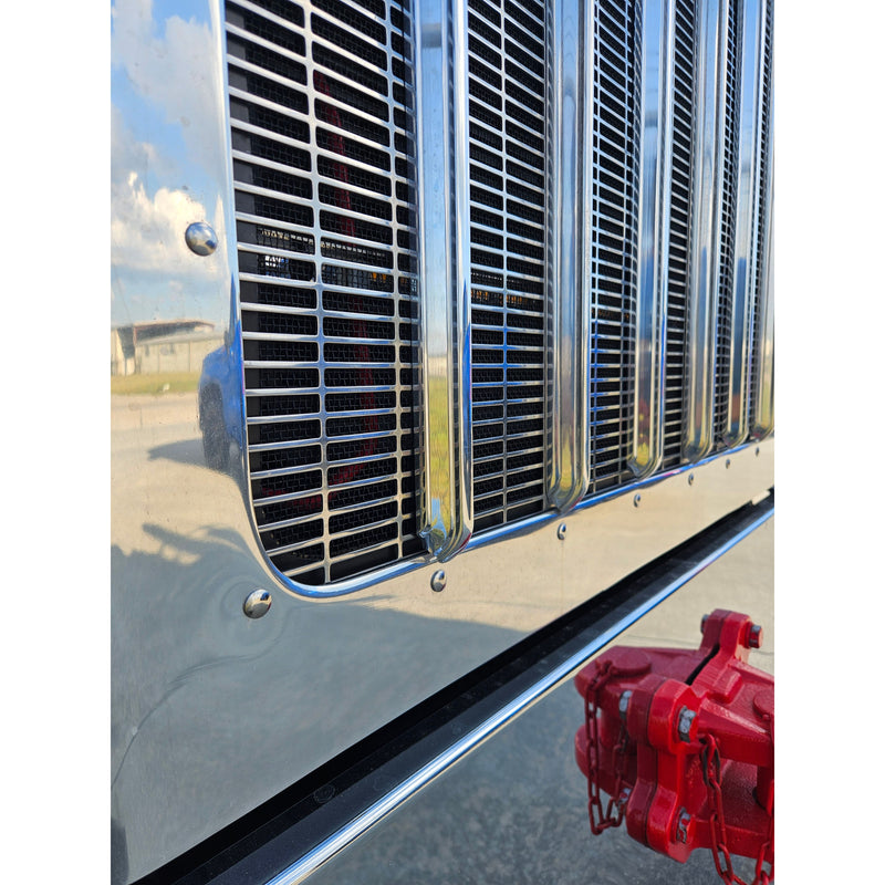 PGR158-P Grill bar 389/388/589 Peterbilt 35.875" long (sold by each) 1 1/8" wide,  1" tall POLISHED (matches oem grill bars)