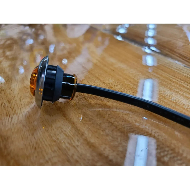 TecNiq 3/4" Mini PC Sidemarker Light w/180 Bullet Plugs (Choose color) Amber/Clear,Amber/Amber,Red/Red,Red/Clear,White/Clear,Green/Clear,Blue/Clear,Stainless Steel Trim Ring Dim Gray