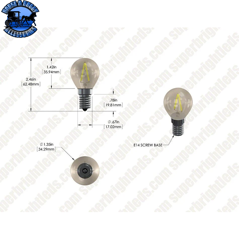 SB-S11D-WW1GF-E14 S11 LED Bulb - Gold Tint LED Filament Bulb - 10 Watt - E14 Base - Dimmable - 95 Lumens - Warm White