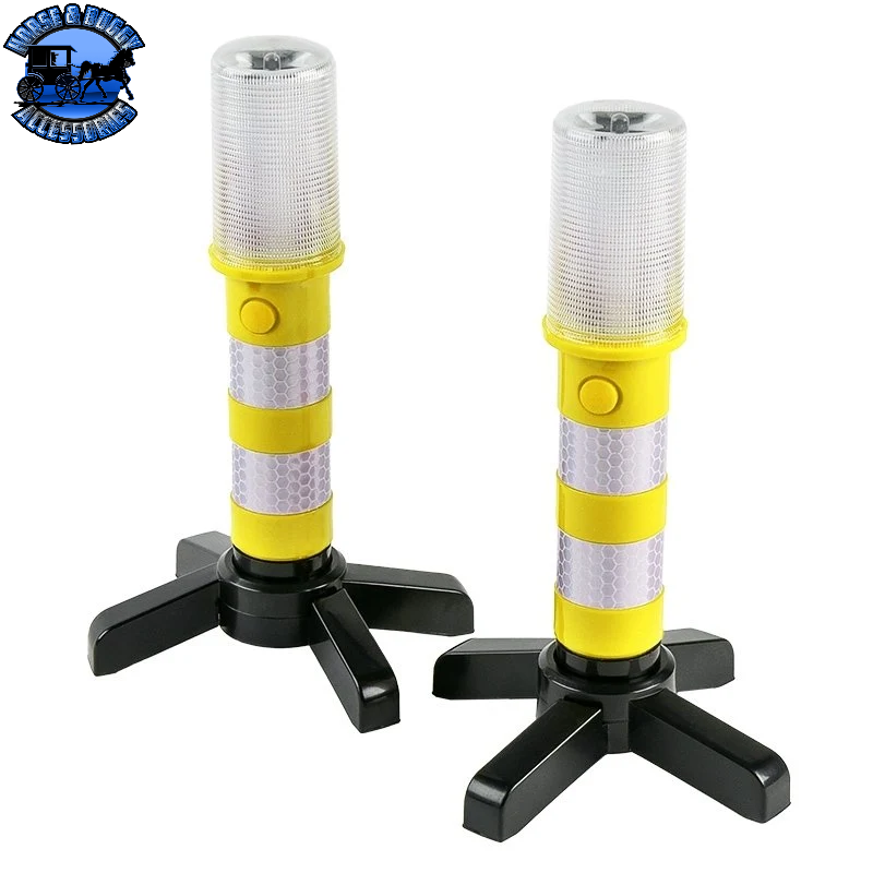 SB-SF-Y6KIT 3-in-1 LED Safety Flare Kit - 2 Pack Emergency Warning Light - 3 Flash Modes- Battery Operated - Yellow