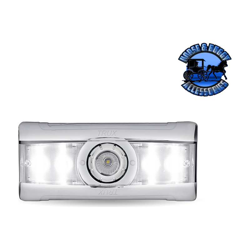 Trux LED Interior Projector Dome & Map Cab Light for Peterbilt - 9 Diodes (Choose Color) Chrome,Black Light Gray