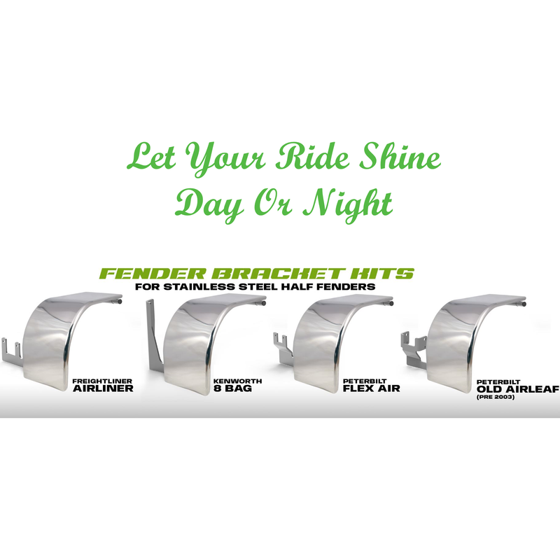 Shift Blind Mount brackets for Half Fenders Peterbilt (AIR LEAF) (Check item measurement) fender bracket sp-172670 passenger,sp-172669 drivers Light Gray