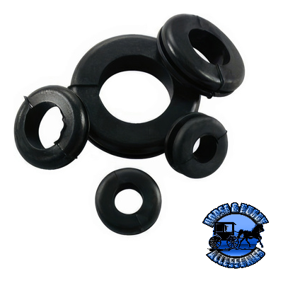 UP-98249 1" Mounting Hole Black Vinyl Grommet, 4 Pcs. Black