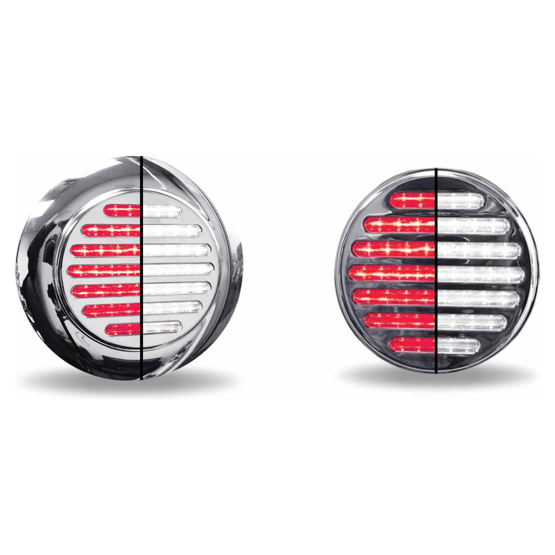 4" Round Red to White Flatline - Trux Dual Revolution LEDs 4" ROUND Red to White - 49 Diodes,Red to White with Flange Mount - 49 Diodes Light Gray