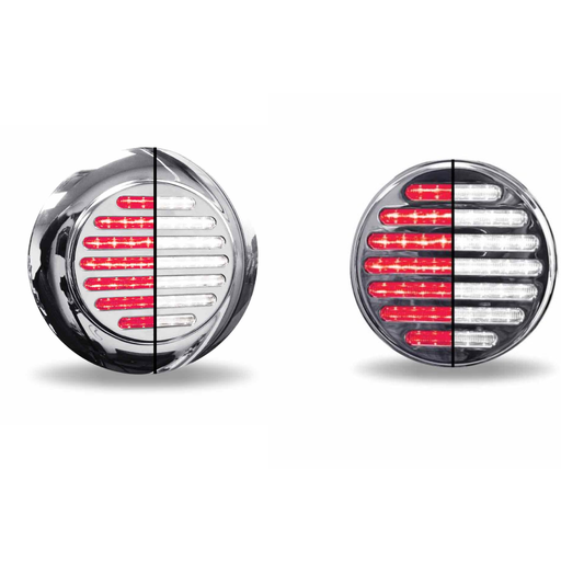 Light Gray 4" Round Red to White Flatline - Trux Dual Revolution LEDs 4" ROUND Red to White - 49 Diodes,Red to White with Flange Mount - 49 Diodes