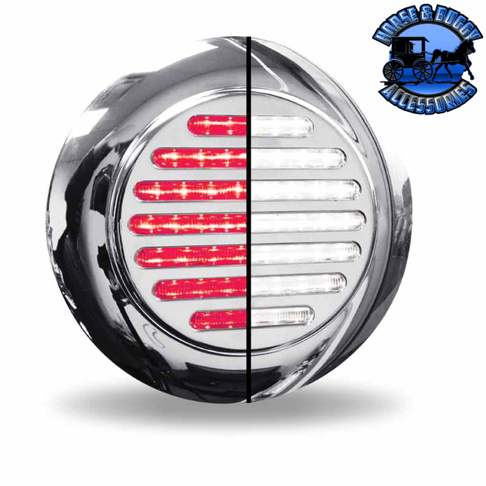 Light Gray 4" Round Red to White Flatline - Trux Dual Revolution LEDs 4" ROUND Red to White with Flange Mount - 49 Diodes