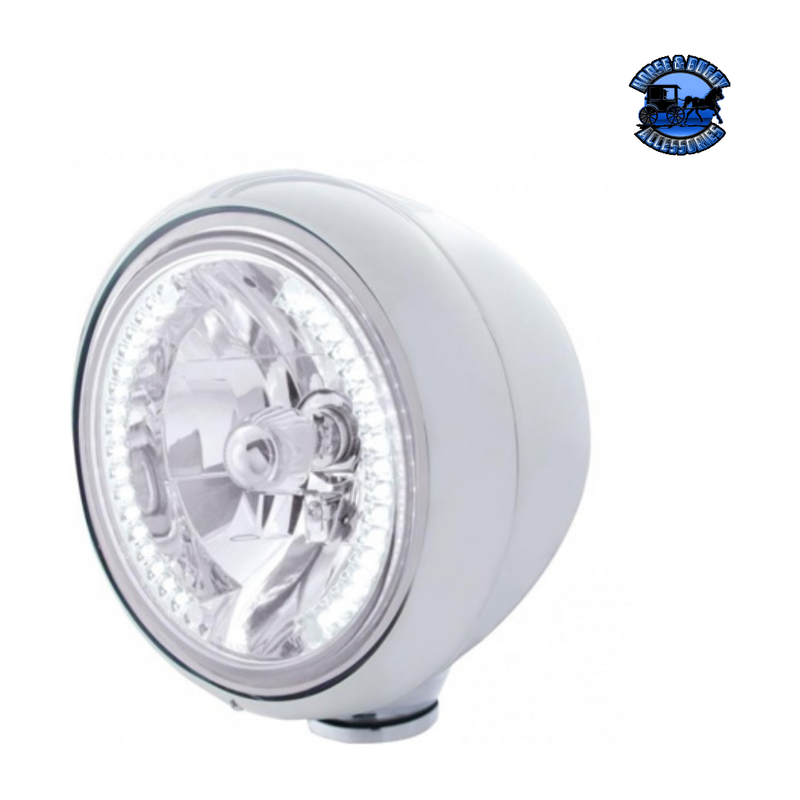 GUIDE 682-C STYLE HEADLIGHT H4 BULB WITH 34 WHITE LED (Choose Color) HEADLIGHT Stainless Light Gray
