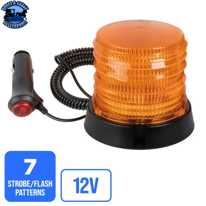 SB-STB-A45-MBC 4½” Amber LED Strobe Light Beacon - Magnetic Surface Mount - 12V Adapter - Seven Flash Patterns