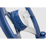508-3081-77502 Steering Creations 16" Classic Blue Painted Wood Rim, Chrome 4-Spoke w/Slot Cut Outs, Blue Bezel Wheel steering wheel Light Gray