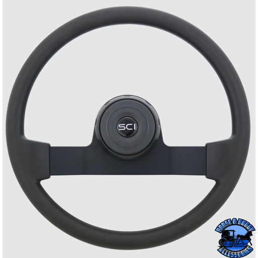 Steering Creations 16" Horizon Polyurethane Rim, Black 2-Spoke, Black Textured Bezel Wheel