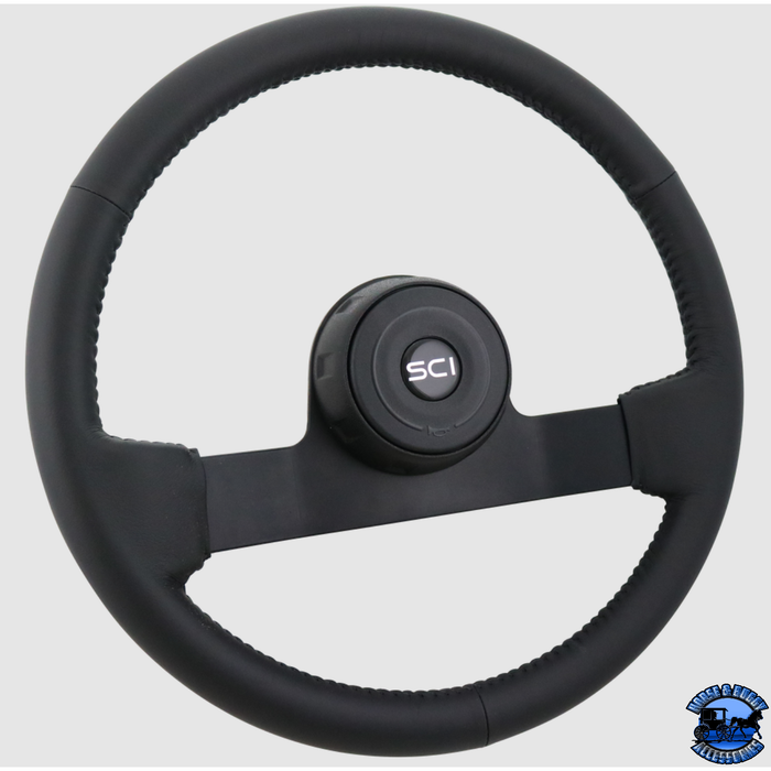 Steering Creations 16" Black Leather Eagle Wheel (3-hole) 2-Spoke