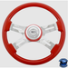 Steering Creations 16" Classic Viper Red Painted Wood Rim, Chrome 4-Spoke w/Slot Cut Outs Wheel