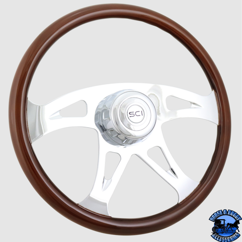 290-3003-77502 Steering Creations 18'' Ace Wood Rim Wheel Chrome 4-Spoke W/ Cut Outs steering wheel Lavender