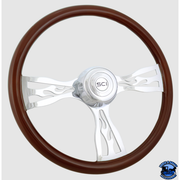 276-3003-77502 Steering Creations Blaze  18" Wood Rim Chrome 3-Spoke w/Cut Outs Wheel steering wheel Lavender