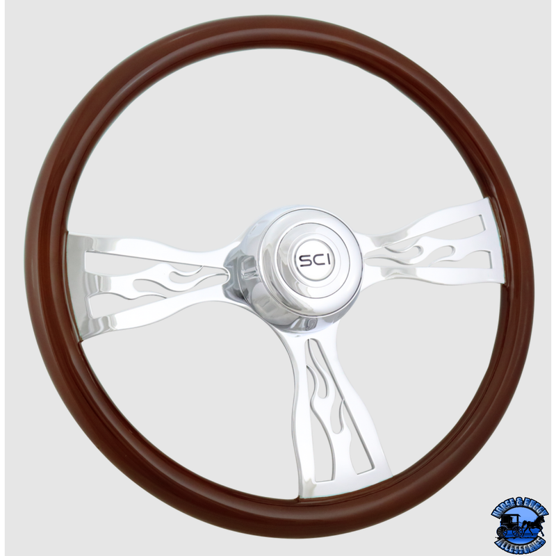276-3003-77502 Steering Creations Blaze  18" Wood Rim Chrome 3-Spoke w/Cut Outs Wheel steering wheel Lavender