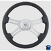 Steering Creations Classic Leather 18" Black Leather Rim Chrome 4-Spoke Wheel (3-Hole)