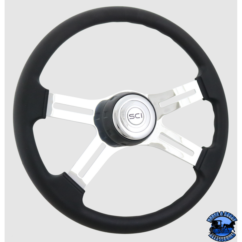 180-3015-77502 Steering Creations 18'' Classic Poly Chrome 4-Spoke Wheel (3-Hole) steering wheel Dark Slate Gray