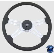 190-3003-7704 Steering Creations Convoy 18" Polyurethane Rim Chrome 4-Spoke Wheel (3-Hole) steering wheel Dark Slate Gray
