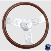 278-3003-77502 Steering Creations Flames Mahogany 18" Wood Rim Chrome 3-Spoke w/Flame Cut Outs Wheel steering wheel Lavender