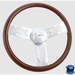 Steering Creations Flames Mahogany 18" Wood Rim Chrome 3-Spoke w/Flame Cut Outs Wheel