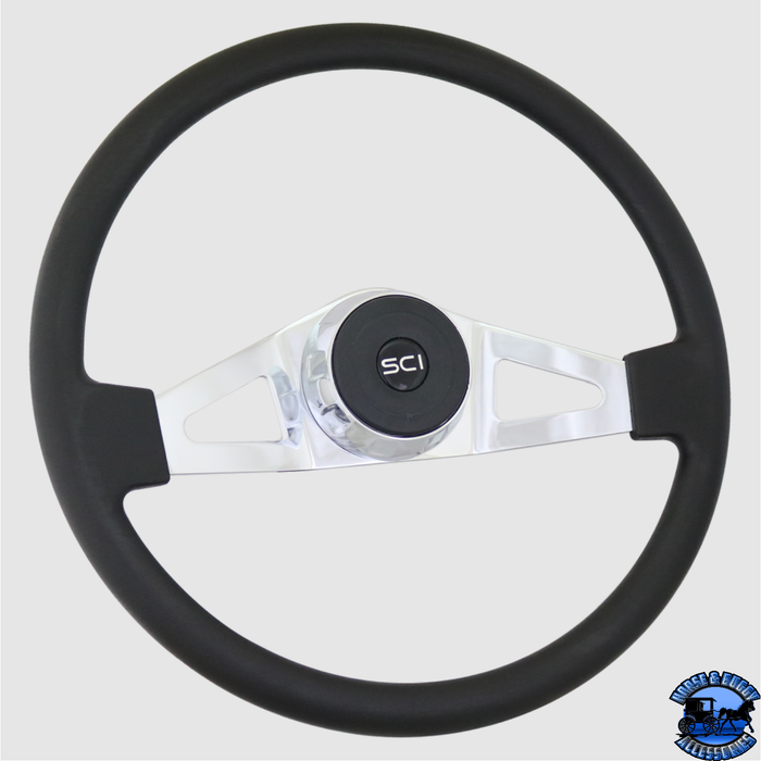 Steering Creations Guardian 18" Polyurethane Rim Chrome 2-Spoke Wheel (3-Hole)