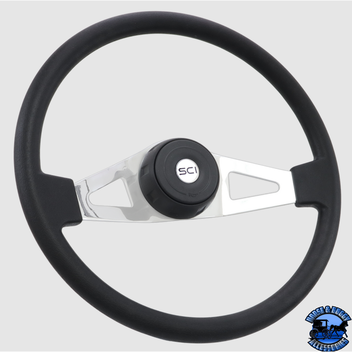 Steering Creations 18'' Jasper Poly Rim Polished Chrome 2-Spoke Wheel (3-Hole)