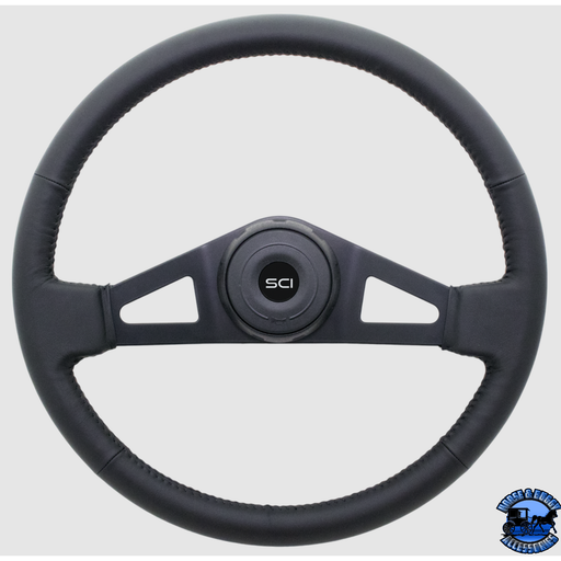 Steering Creations Jupiter 18" Black Leather Rim 2-Spoke Wheel (3-Hole)