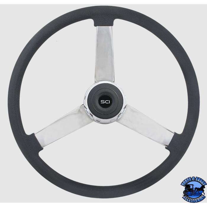 Steering Creations "Lawrence" - 20" Polyurethane Rim, Chrome 3-Spoke Wheel
