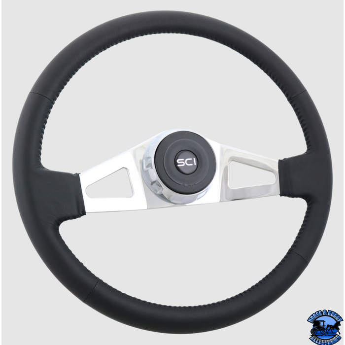 Steering Creations Manchester 18" Black Leather Rim 2-Spoke Wheel (3-Hole)