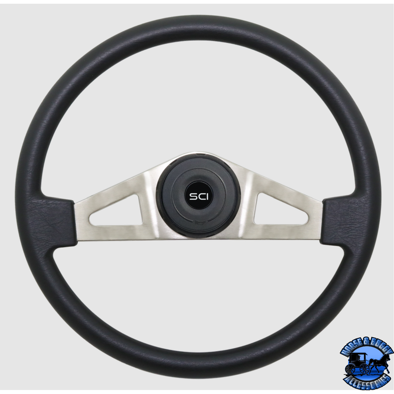 102-3015-77004 Steering Creations Pinion Poly BN 18" Polyurethane Rim, Nickel Plated 2-Spoke Wheel (3-Hole) steering wheel Dark Slate Gray