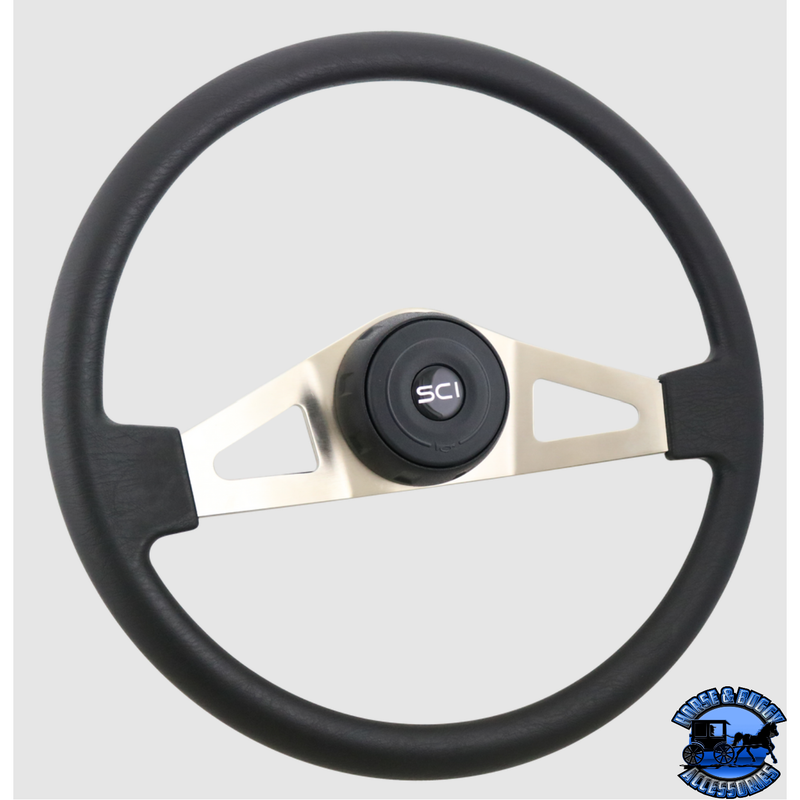 102-3015-77004 Steering Creations Pinion Poly BN 18" Polyurethane Rim, Nickel Plated 2-Spoke Wheel (3-Hole) steering wheel Dark Slate Gray