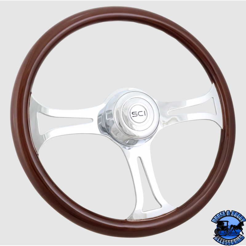 289-3003-77502 Steering Creations Saber 18" Wood Rim Chrome 3-Spoke w/Cut Outs steering wheel Lavender