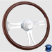 Steering Creations Saber 18" Wood Rim Chrome 3-Spoke w/Cut Outs