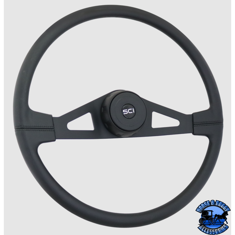 107-3015-77004 Steering Creations "Taft" - 20" Polyurethane Rim, Black 2-Spoke w/Triangle Cut Outs Wheel steering wheel Dark Slate Gray