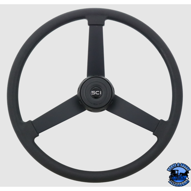 197-3097-77004 Steering Creations "The Beast" - 20" Black Polyurethane Rim, Painted Black 3-Spoke Wheel steering wheel Dark Slate Gray