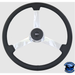 Steering Creations "The General" 20" Black Leather Rim Chrome 3-Spoke Wheel