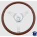 Steering Creations Voltage 3 18" Wood Rim Chrome 3-Spoke w/Wire Cut Outs