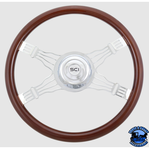 Steering Creations 18'' Voltage 4 Mahogany Wheel 4-Spoke w/ Wire Cutout