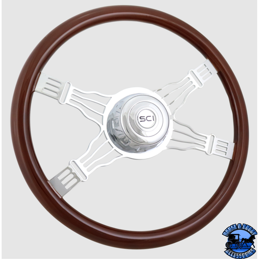 Steering Creations 18'' Voltage 4 Mahogany Wheel 4-Spoke w/ Wire Cutout