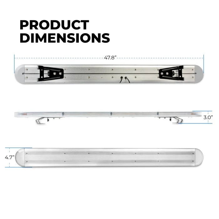 SB-STREB-Y2-AW158 48” Emergency LED Strobe Light Bar - 30 Flash Patterns - Amber and White Light Gray