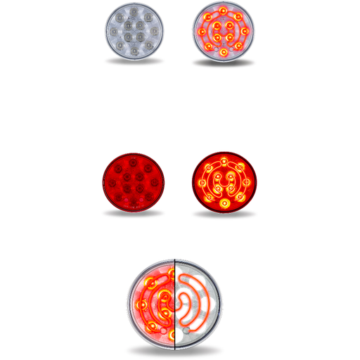 Gray 4" Heated Round Trux LEDs (Choose Color) 4" ROUND Clear Red - 12 Diodes,Red - 12 Diodes,Red to White - 12 Diodes