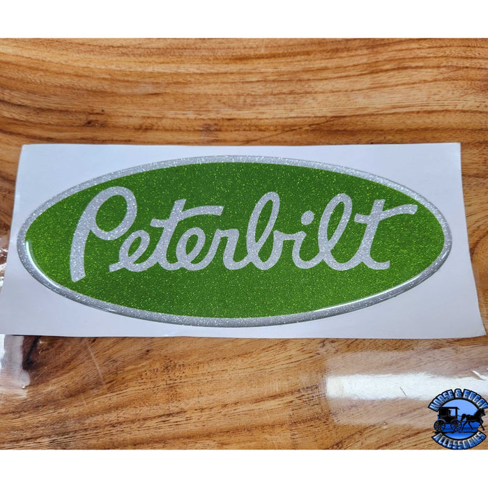 Sienna Custom Peterbilt Emblem Decal Replacements Made In The USA (Choose Color) Emblems Synergy Green/Silver