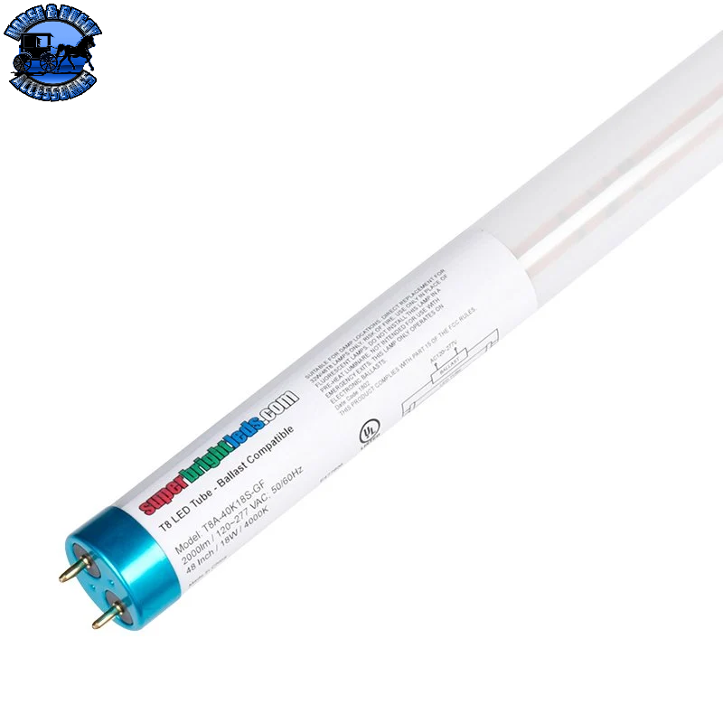 SB-T8A-40K18S-GF 18W T8 LED Tube - 2,300 Lumens - 4ft - Dual-End Ballast Compatible Type A - 32W Equivalent - 5000K/4000K - Natural White *DISCONTINUED*
