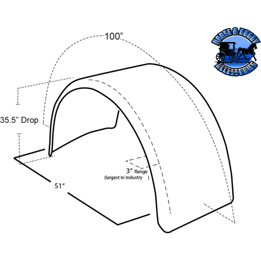 Black H-2756 hogebuilt 90" single axle fenders only Stainless Steel polished Pair SINGLE AXLE FENDER