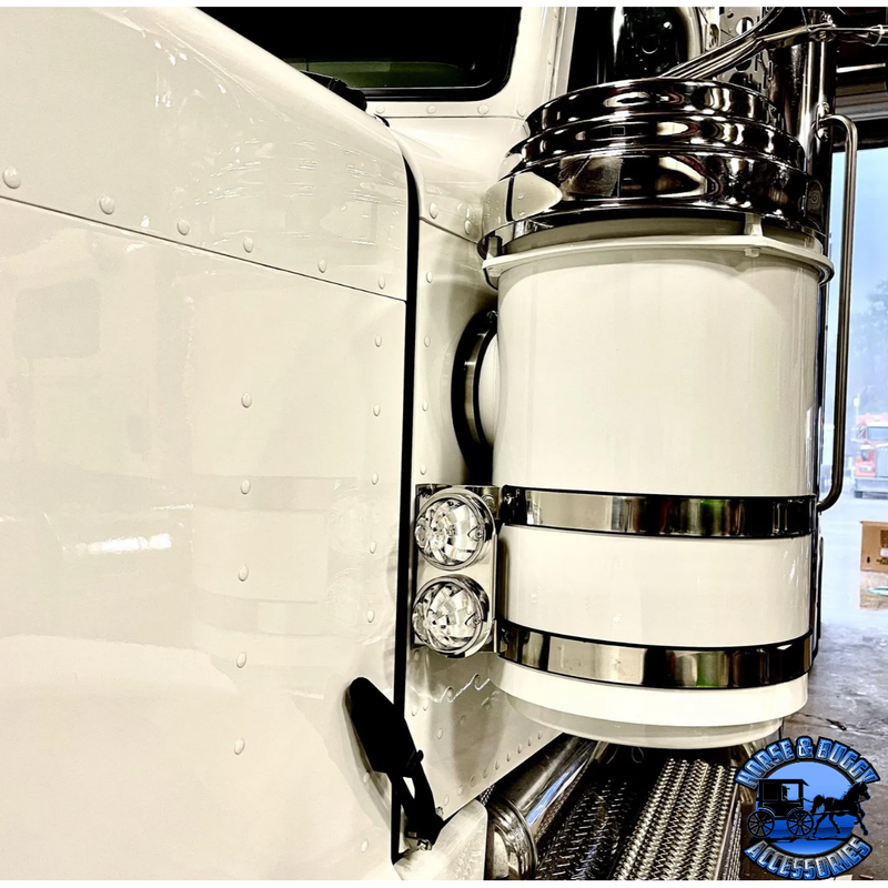 FRONT PETERBILT 15" AIR CLEANER BRACKET 2 watermelon mounting holes (sold in pairs) #1708 AIR CLEANER BRACKET Light Gray