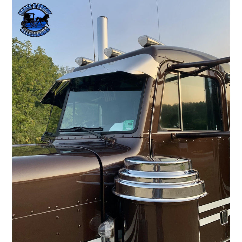 Rollin low 359 Peterbilt visor "timeless" (with bead roll) 9"x5" reverse bowtie 304 stainless #0053 PETERBILT VISOR Dark Slate Gray