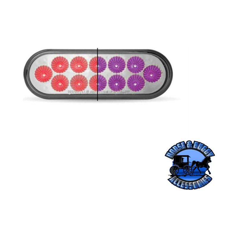 6" Oval Trux Dual Revolution LEDs (Choose Color) 6" OVAL Red to Purple Rosy Brown