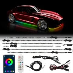 SB-UGLW-C LED Car Underglow Lights Kit - Color Chasing - Remote and App Compatible Light Gray
