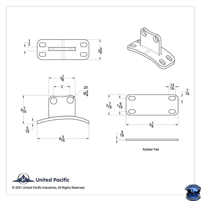 UNITED PACIFIC STAINLESS LOWER EXHAUST BRACKET FOR PETERBILT 359/379 Part No. up-21299